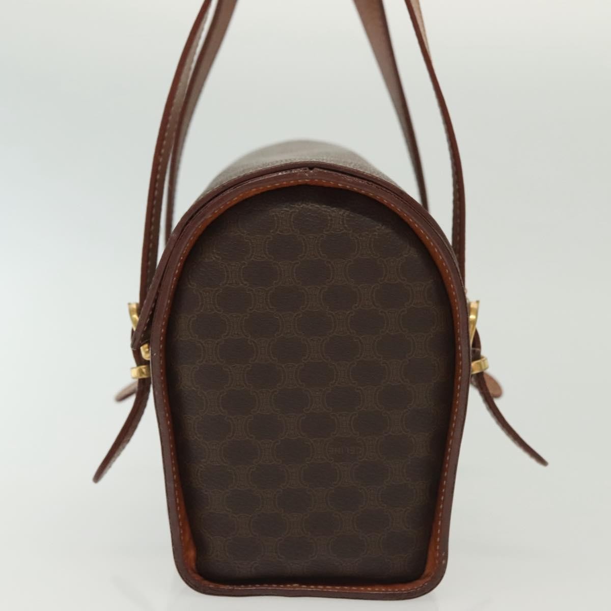 Celine CELINE Macadam Canvas Hand Bag PVC Leather Brown Gold Authentic gh739