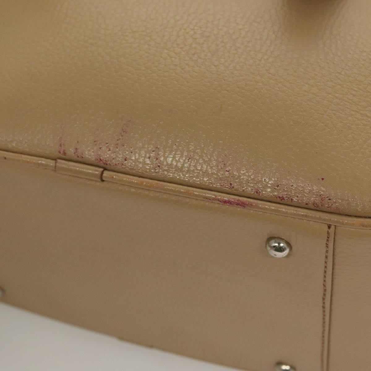 Burberry BURBERRY Hand Bag Leather Beige Silver Authentic ep9861
