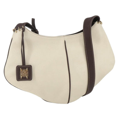 Loewe LOEWE Shoulder Bag Leather White Gold Authentic 162858