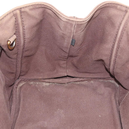 Prada PRADA Canapa MM Hand Bag Canvas Brown Gold Authentic 176198
