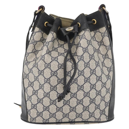 Gucci GUCCI GG Supreme Sherry Line Bag PVC Navy Gold Red 41 02 034 Authentic 179646