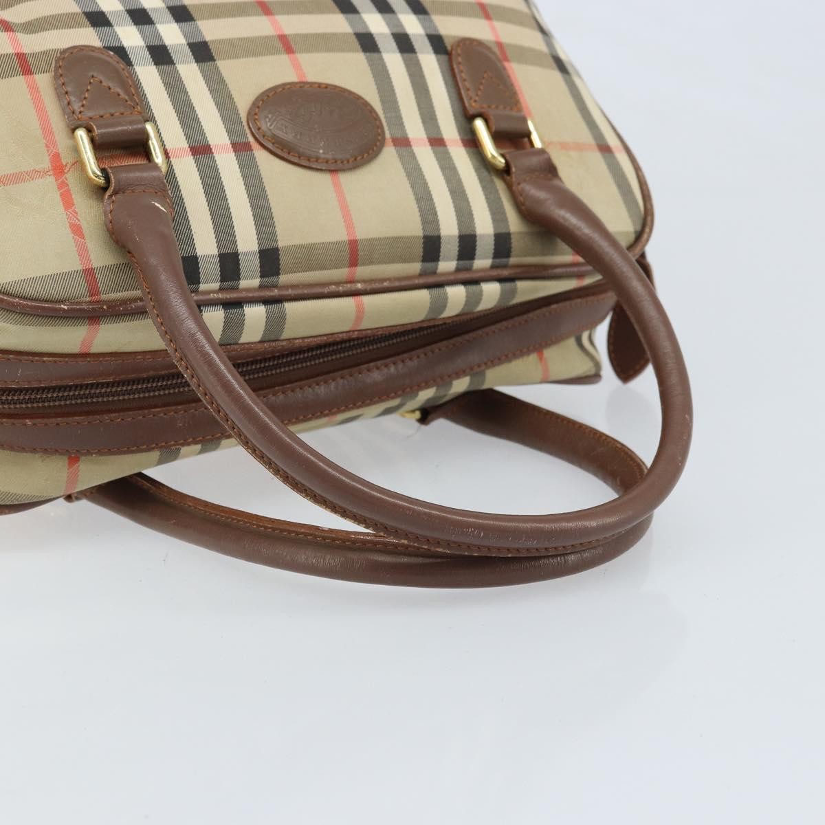 Burberry BURBERRY Nova Check Hand Bag Canvas Gold Beige Authentic bs33928