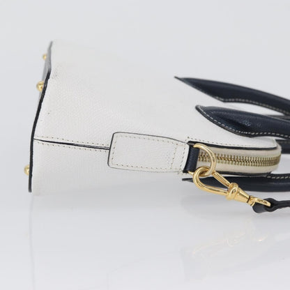Celine CELINE Hand Bag Leather 2way White Gold Authentic BA10567