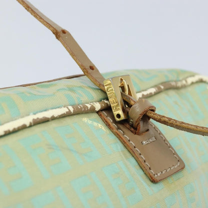 Fendi FENDI Zucchino Canvas Hand Bag Coated Canvas Green Gold Authentic ARZ139