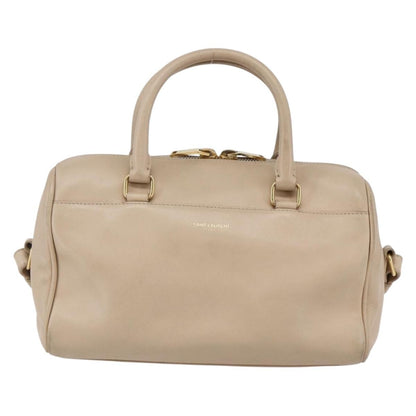 Saint Laurent SAINT LAURENT Mini Boston Bag Leather 2way Beige Gold Authentic bs30083