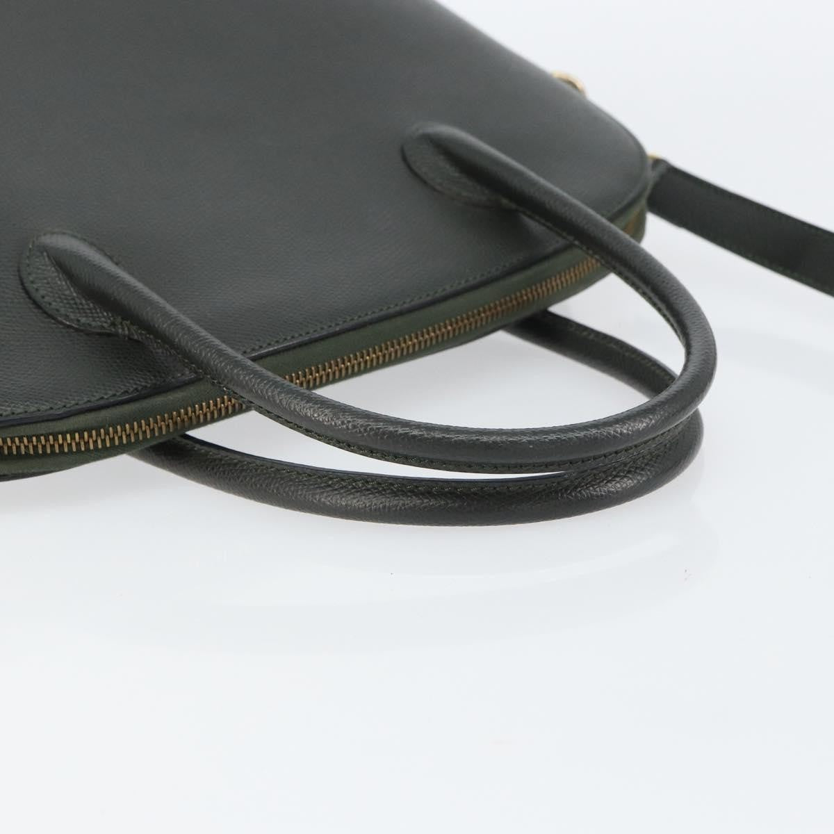 Celine CELINE Hand Bag Leather 2way Green Gold Authentic 161118