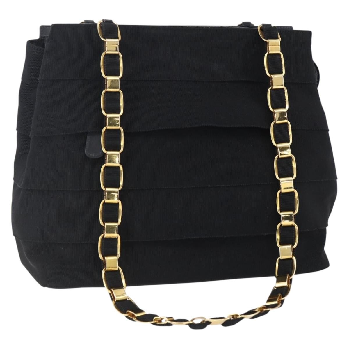 Salvatore Ferragamo Salvatore Ferragamo Chain Vala Tote Bag Canvas Navy Gold Authentic BA7334