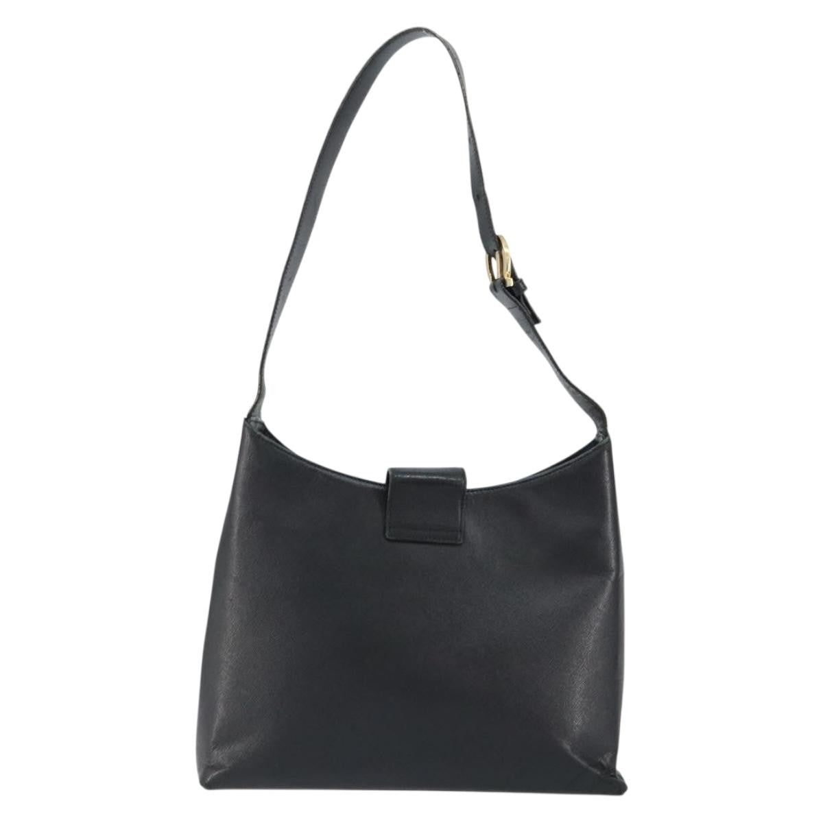 Salvatore Ferragamo Salvatore Ferragamo Gancini Shoulder Bag Leather Black Gold Authentic BA8226