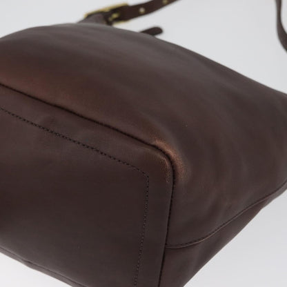 Coach Coach Shoulder Bag Leather Brown Gold Authentic 172666