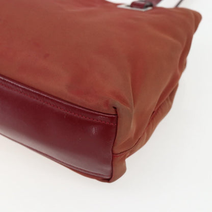 Prada PRADA Hand Bag Nylon Red Silver Authentic 170383