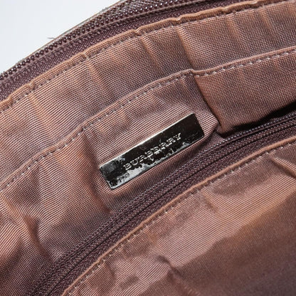 Burberry BURBERRY Nova Check Tote Bag Canvas Leather Beige Silver Authentic 144429
