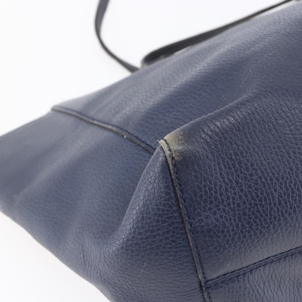 Gucci GUCCI Tote Bag Leather Navy Gold 354397 Authentic 152574