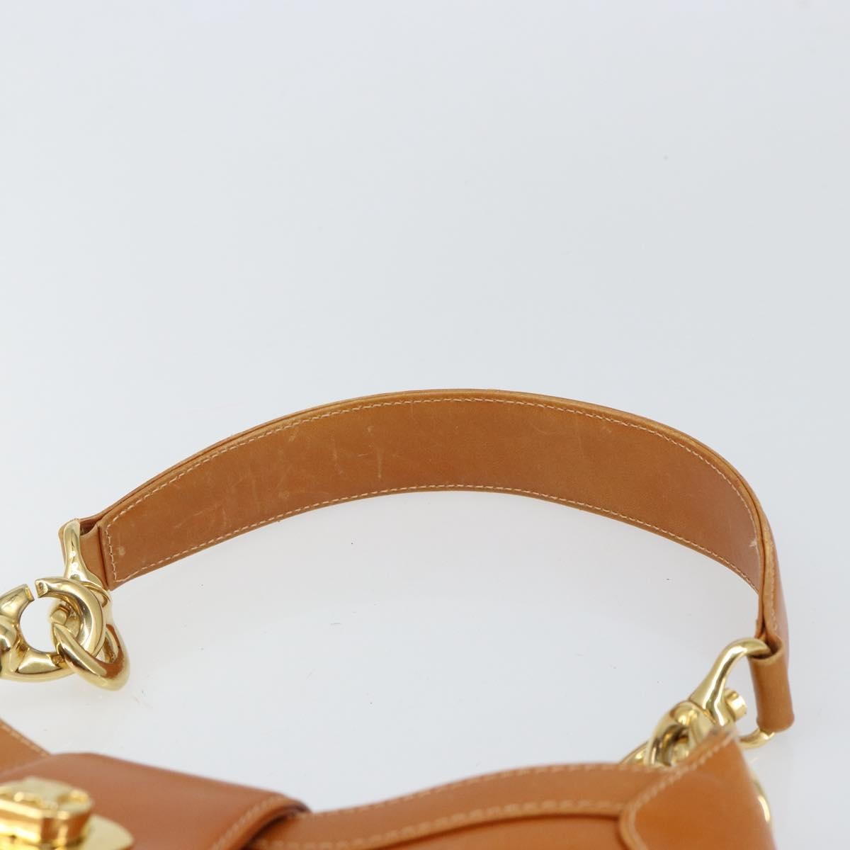 Celine CELINE Shoulder Bag Leather Brown Gold Authentic 166334