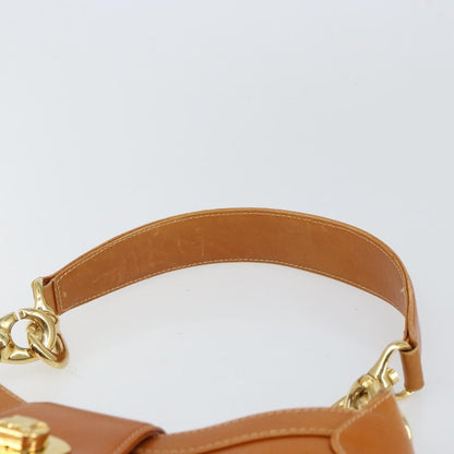 Celine CELINE Shoulder Bag Leather Brown Gold Authentic 166334