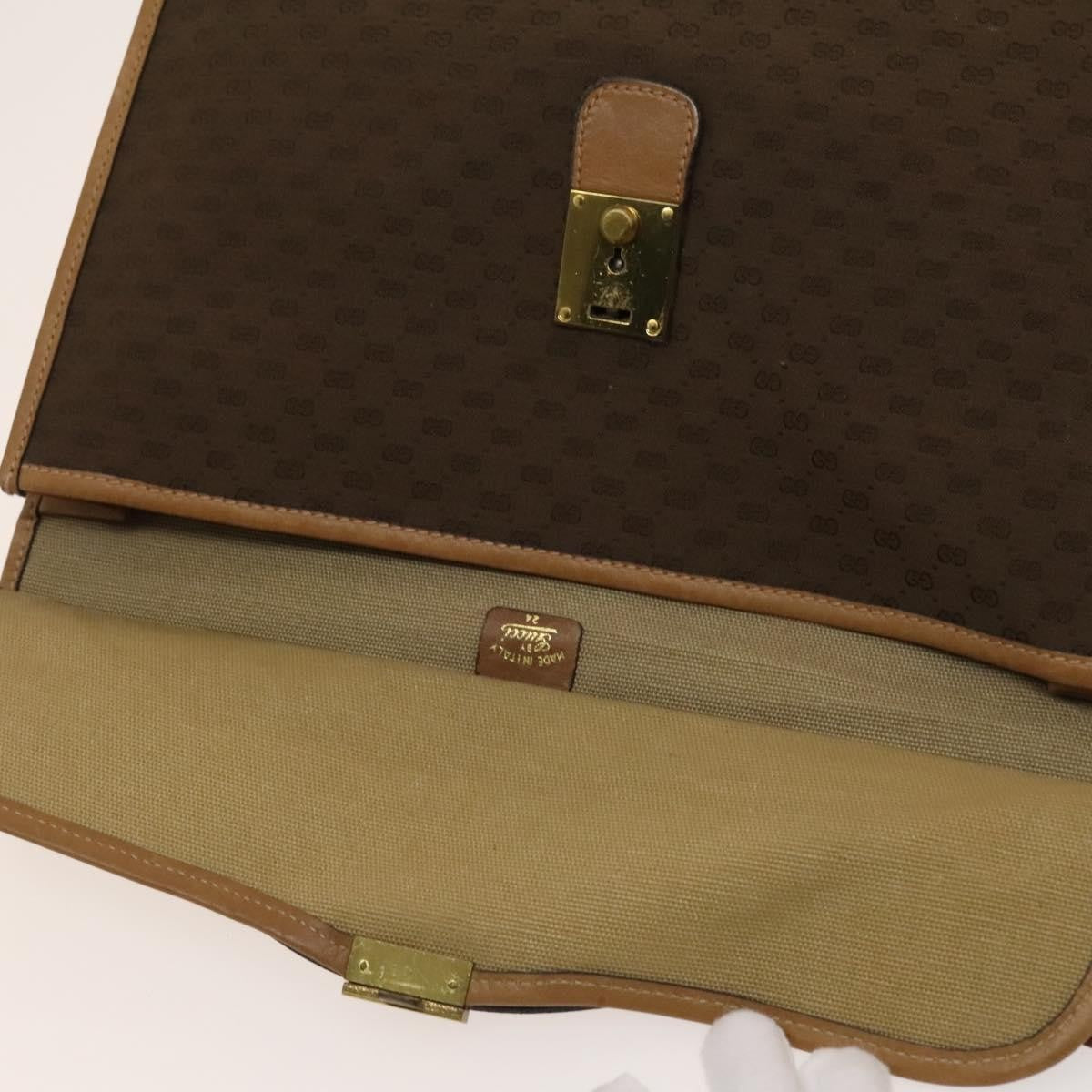Gucci GUCCI Micro GG Canvas Hand Bag 2way Brown Gold Authentic 121561