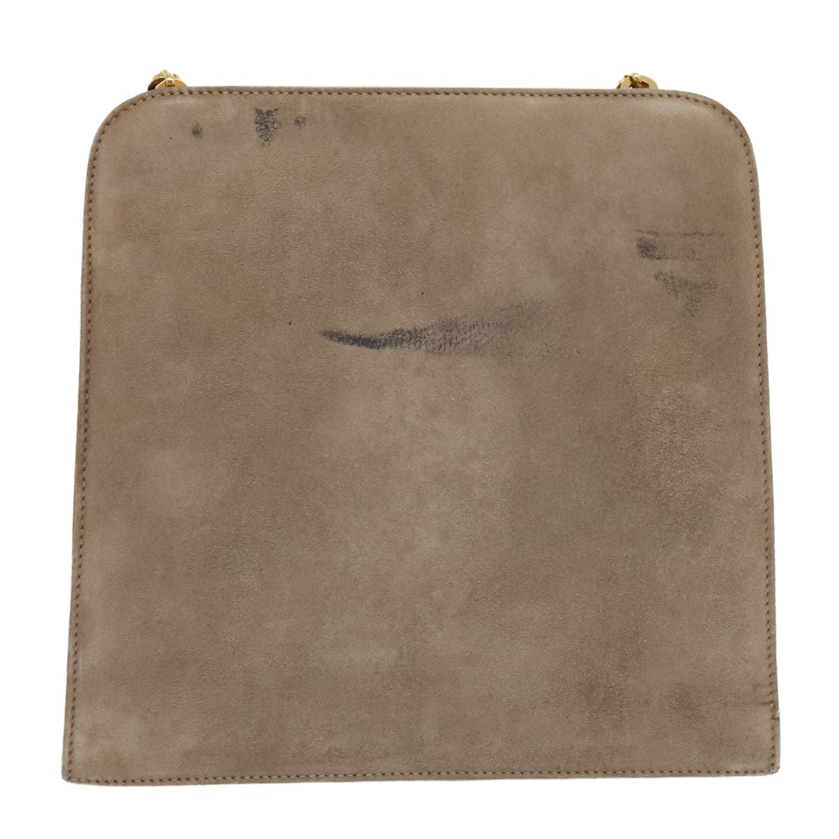 Salvatore Ferragamo Salvatore Ferragamo Gancini Chain Shoulder Bag Suede Gray Gold Authentic 96186