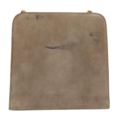 Salvatore Ferragamo Salvatore Ferragamo Gancini Chain Shoulder Bag Suede Gray Gold Authentic 96186