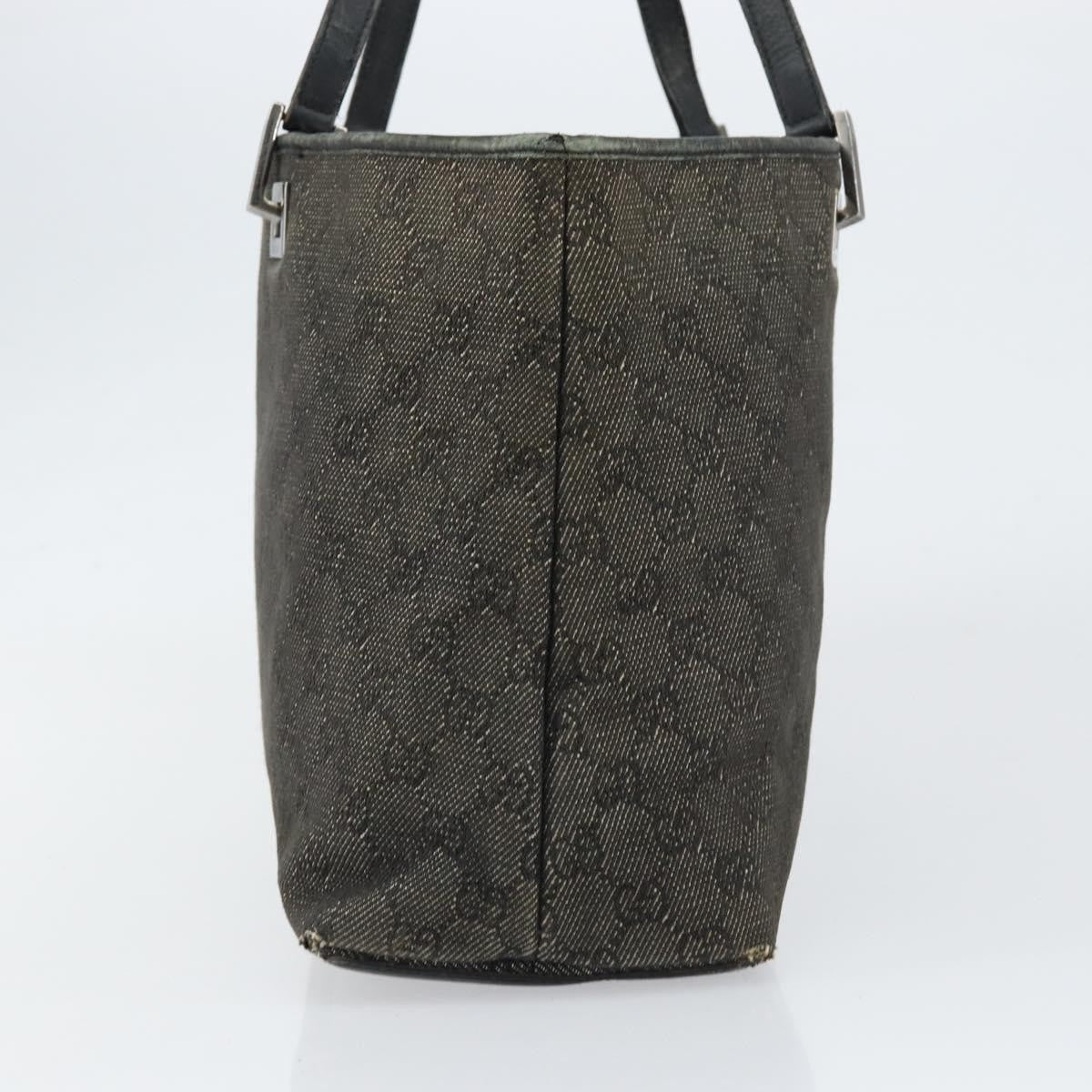 Gucci GUCCI GG Canvas Tote Bag Black Silver 36173 1705 Authentic 154445