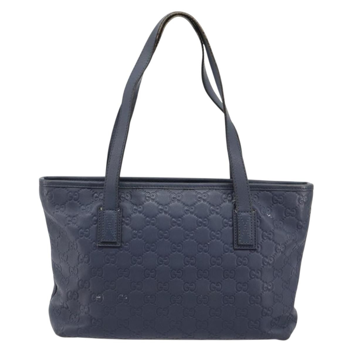 Gucci GUCCI GG Canvas Guccissima Tote Bag Leather Navy Gold 211138 Authentic 180831