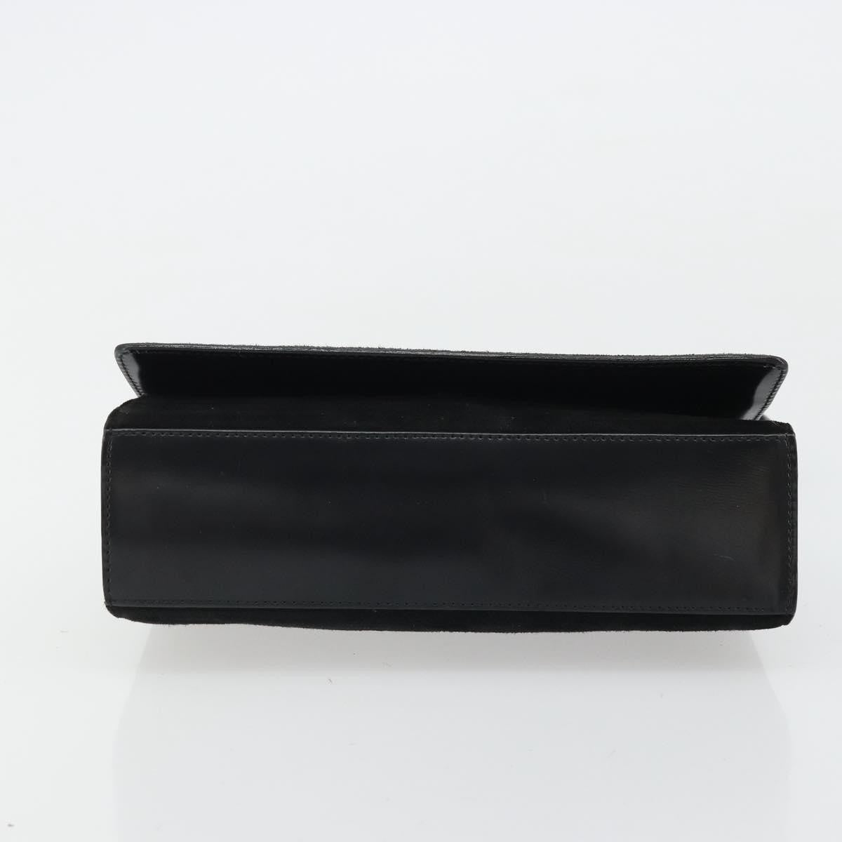 Gucci GUCCI Hand Bag Suede Black Gold 001 2058 1928 0 Authentic yk20276