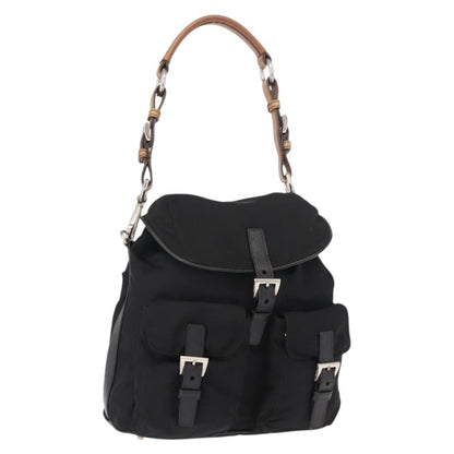 Prada PRADA Shoulder Bag Nylon Black Silver Authentic 147527