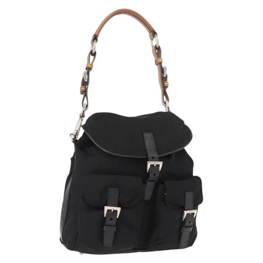 Prada PRADA Shoulder Bag Nylon Black Silver Authentic 147527