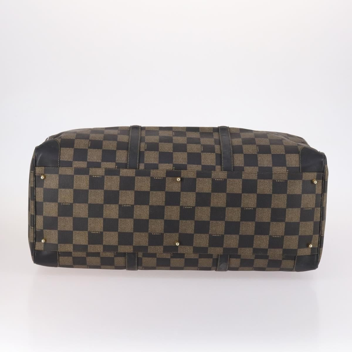 Fendi FENDI Pecan Canvas Boston Bag PVC 2way Black Brown Authentic 141408