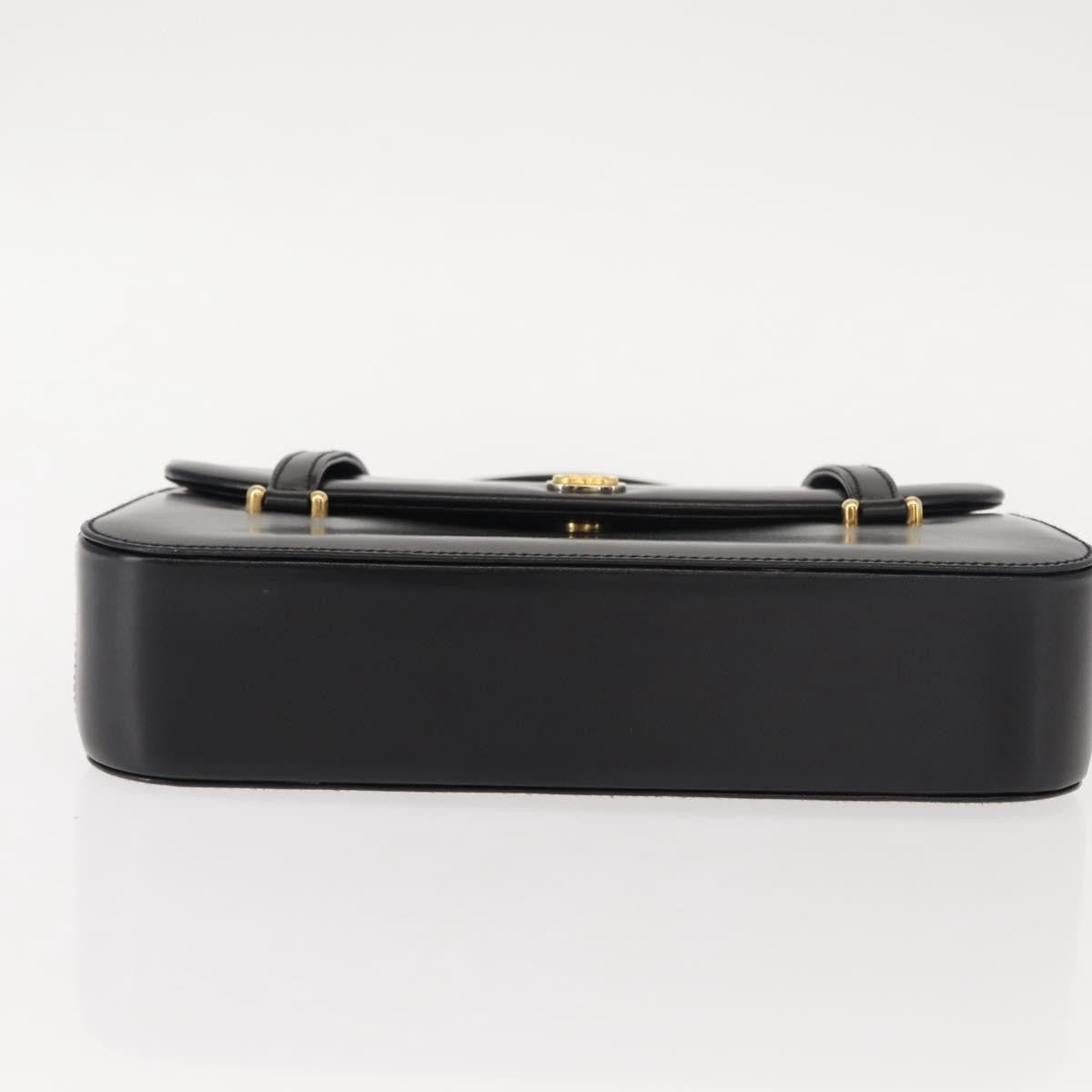 Gucci GUCCI Hand Bag Leather Black Gold Authentic 149354