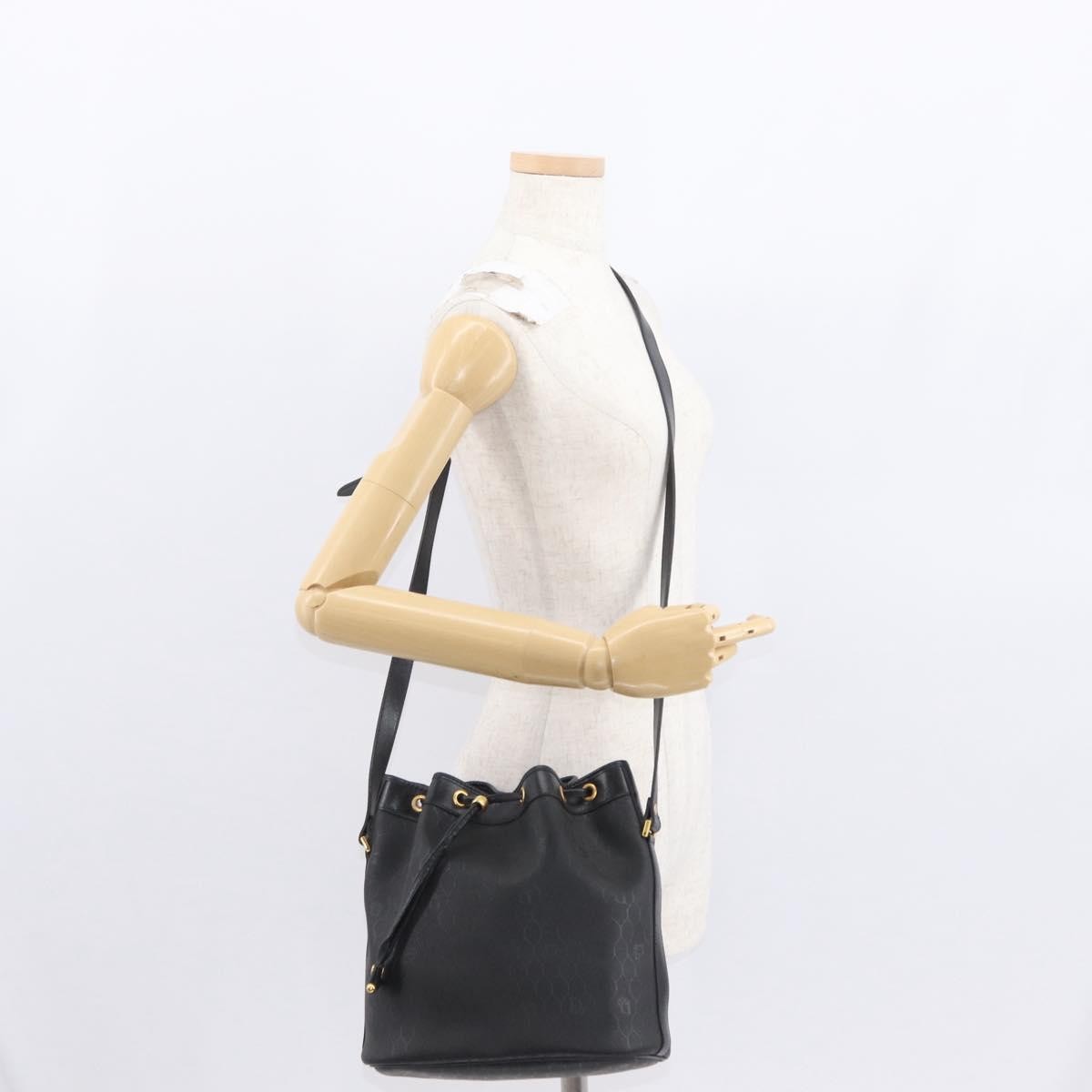 Dior Christian Dior Honeycomb Canvas Shoulder Bag PVC Black Gold Authentic 161139