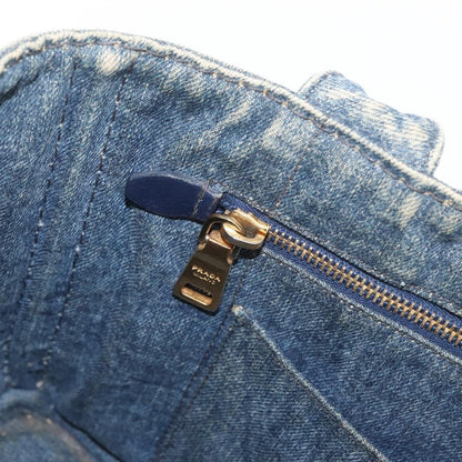 Prada PRADA Canapa PM Hand Bag Denim Blue Gold Authentic bs34435