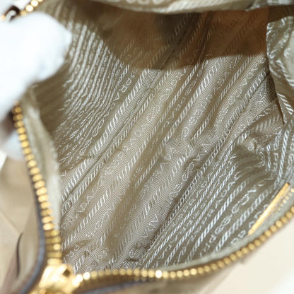 Prada PRADA Hand Bag Nylon Leather Beige Gold Authentic am11645A
