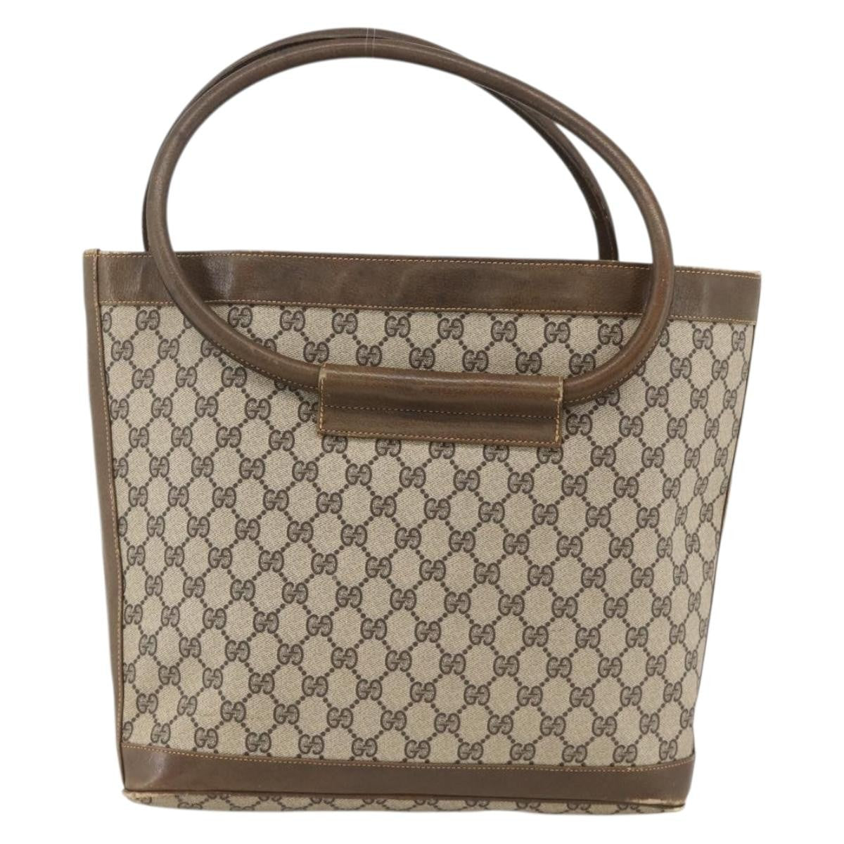 Gucci GUCCI GG Supreme Shoulder Bag PVC Beige Gold Authentic bs34284