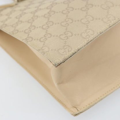 Gucci GUCCI GG Canvas Tote Bag Beige Silver 002 1053 Authentic 170373
