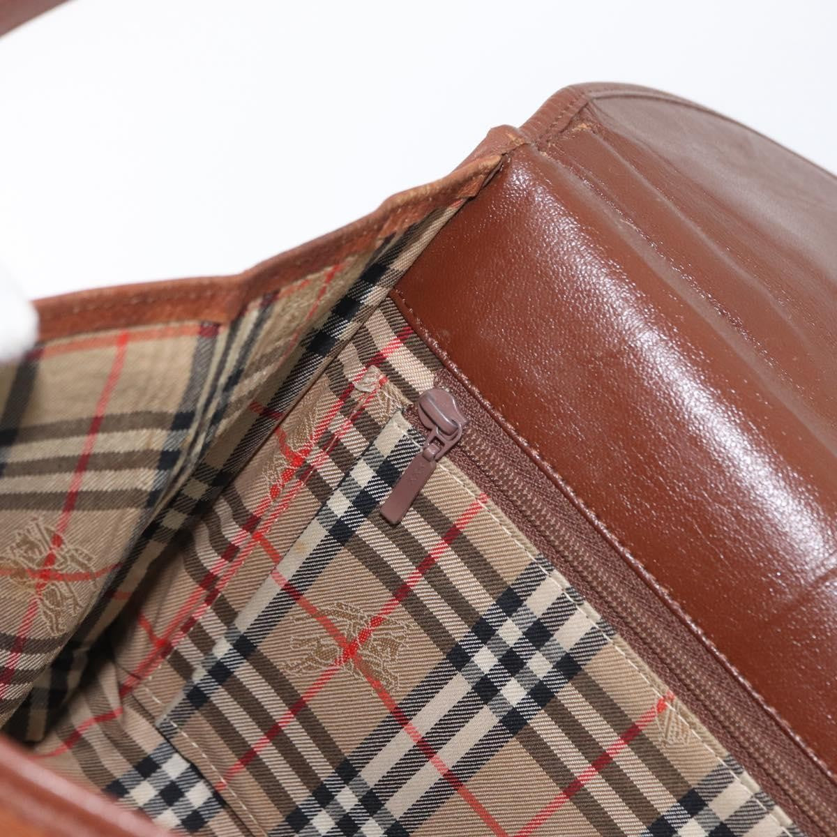 Burberrys Burberrys Nova Check Hand Bag Leather 2way Brown Gold Authentic bs33202