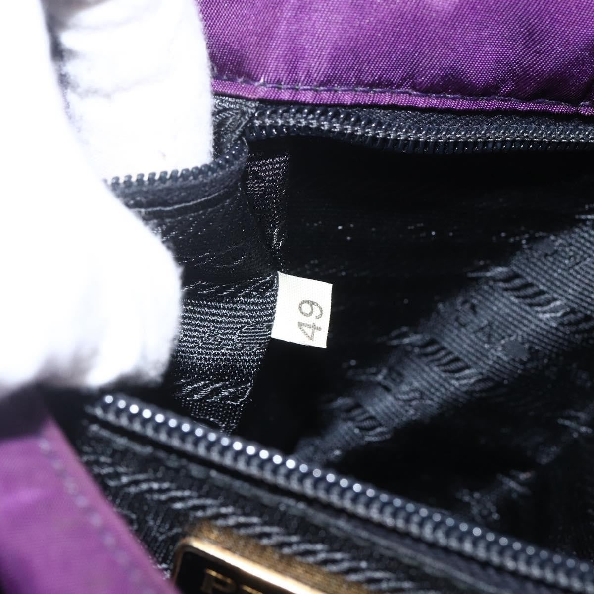 Prada PRADA Hand Bag Nylon Purple Gold Authentic ti3637