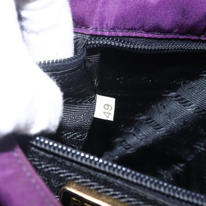 Prada PRADA Hand Bag Nylon Purple Gold Authentic ti3637