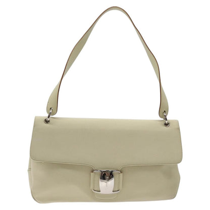 Salvatore Ferragamo Salvatore Ferragamo Gancini Shoulder Bag Canvas White Silver Authentic bs25930