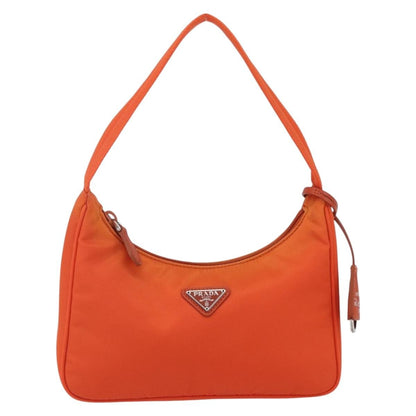 Prada PRADA Accessory Pouch Nylon Orange Silver Authentic 158663V Bag