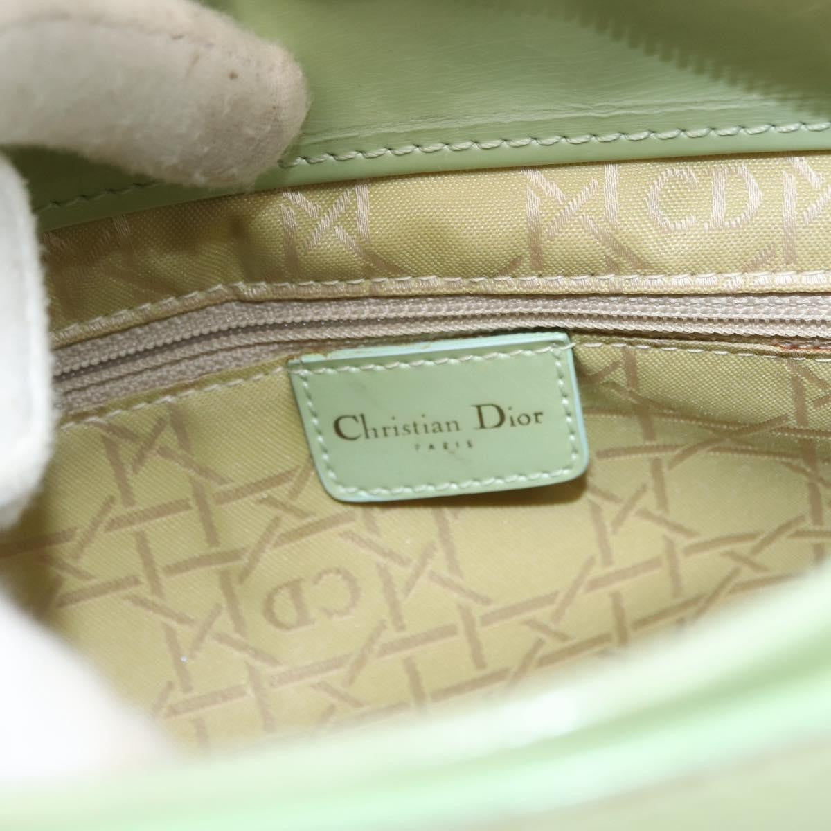 Dior Christian Dior Maris Pearl Hand Bag Enamel Green Authentic 150745