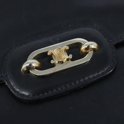 Celine CELINE Shoulder Bag Leather Navy Gold Authentic 149191