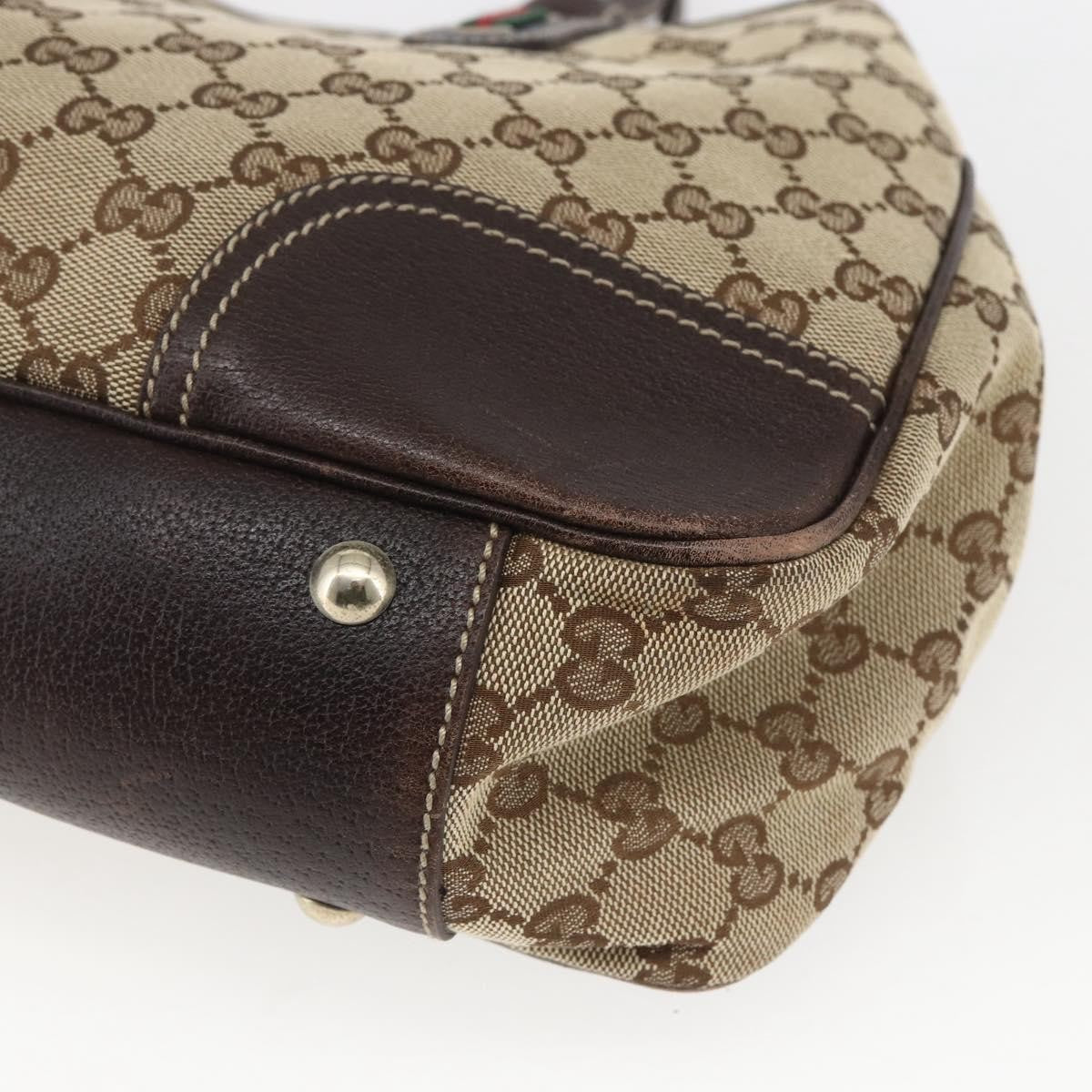 Gucci GUCCI Pretty GG Canvas Web Sherry Line Hand Bag Beige Gold 163805 Authentic 168668