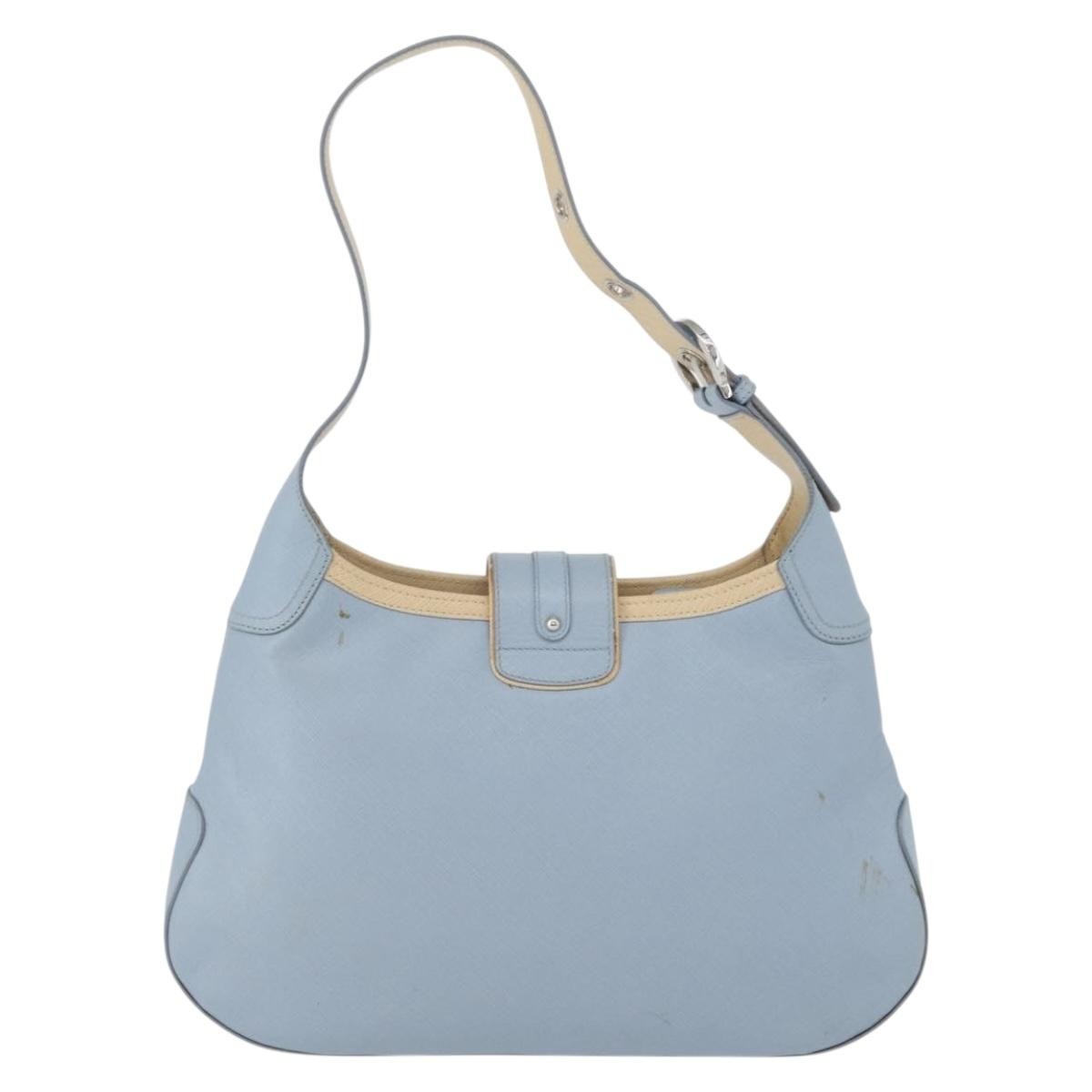 Salvatore Ferragamo Salvatore Ferragamo Gancini Shoulder Bag Leather Light Blue Silver Authentic fm5224