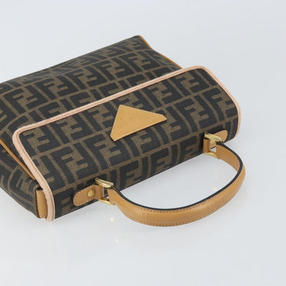 Fendi FENDI Zucca Canvas Hand Bag PVC Brown Black Authentic 158200