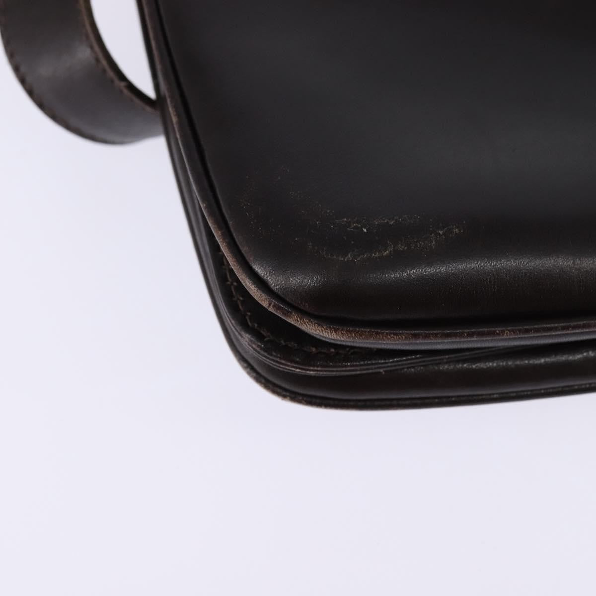 Gucci GUCCI Web Sherry Line Shoulder Bag Leather Dark Brown Gold Red Authentic ep11429