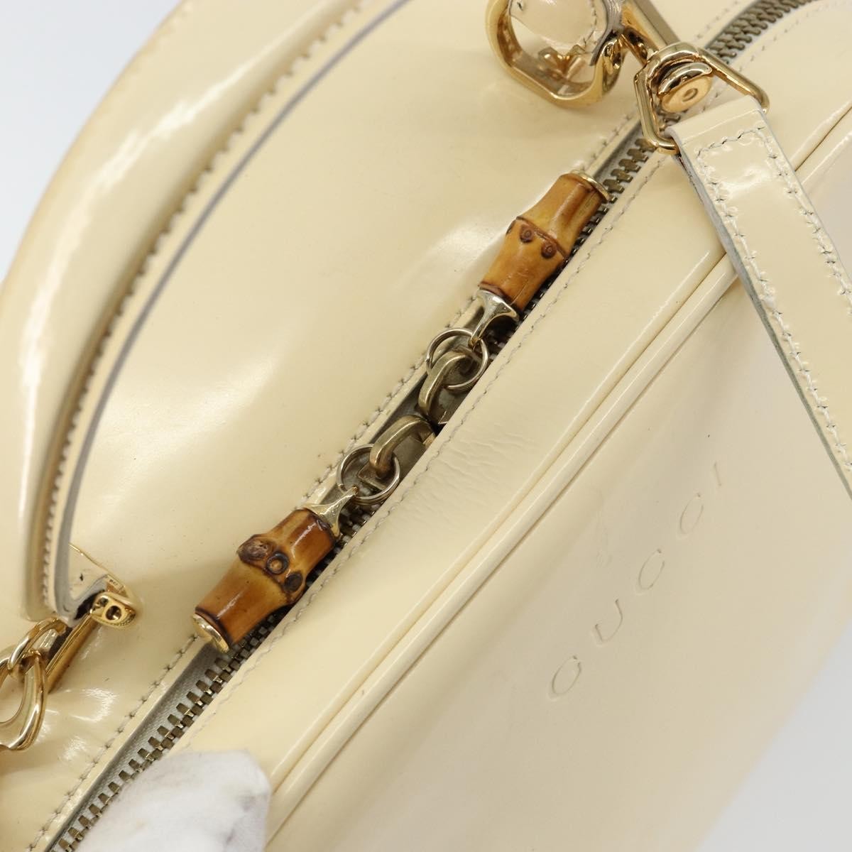 Gucci GUCCI Bamboo Hand Bag Enamel 2way Outlet White Gold 000 270 0323 Authentic 147500