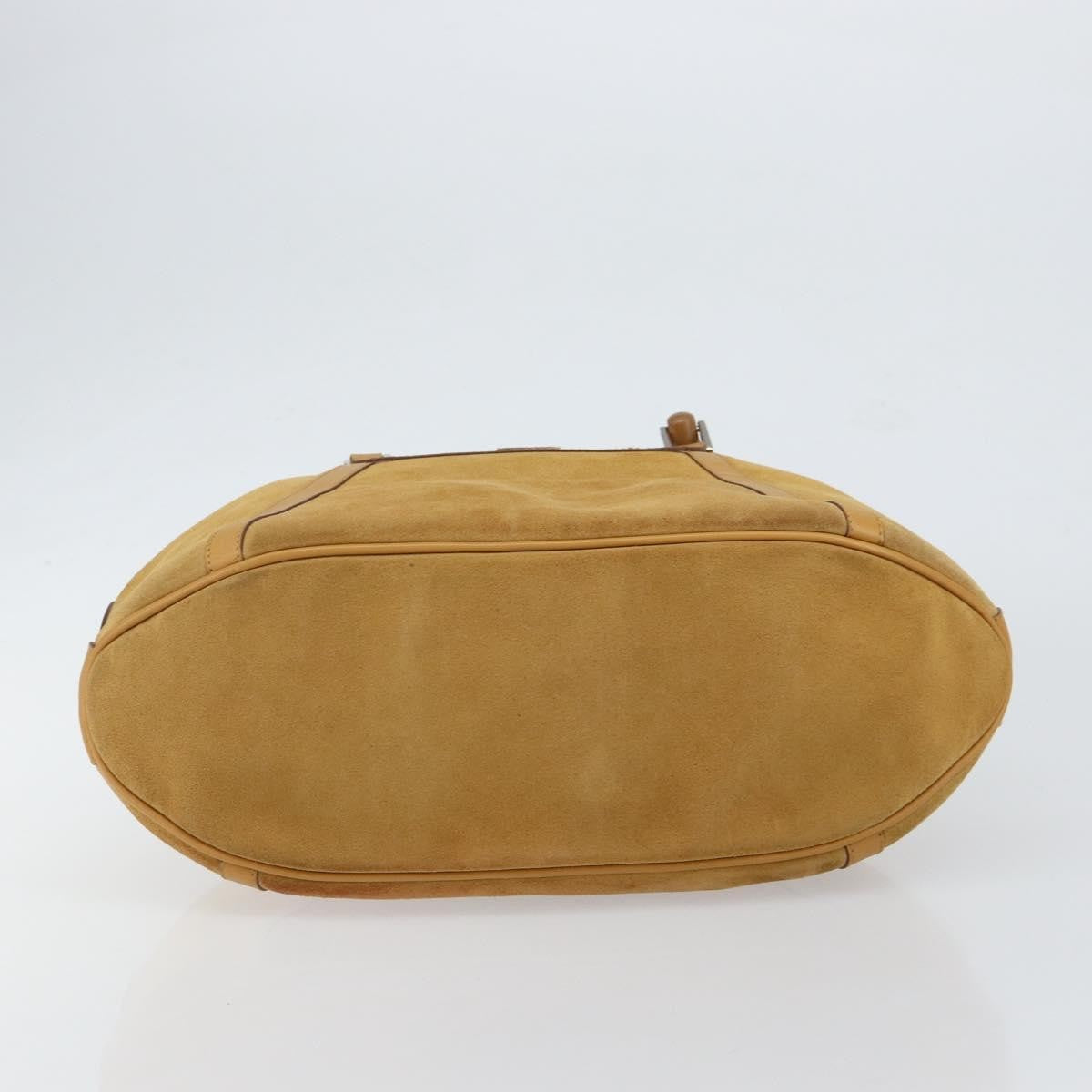 Gucci GUCCI Bamboo Hand Bag Suede Brown Silver Authentic ep11709