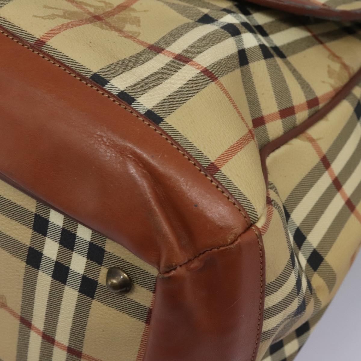Burberrys Burberrys Nova Check Boston Bag PVC 2way Beige Authentic MX139