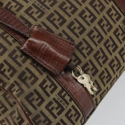 Fendi FENDI Zucchino Canvas Hand Bag Beige Gold Authentic ka2154