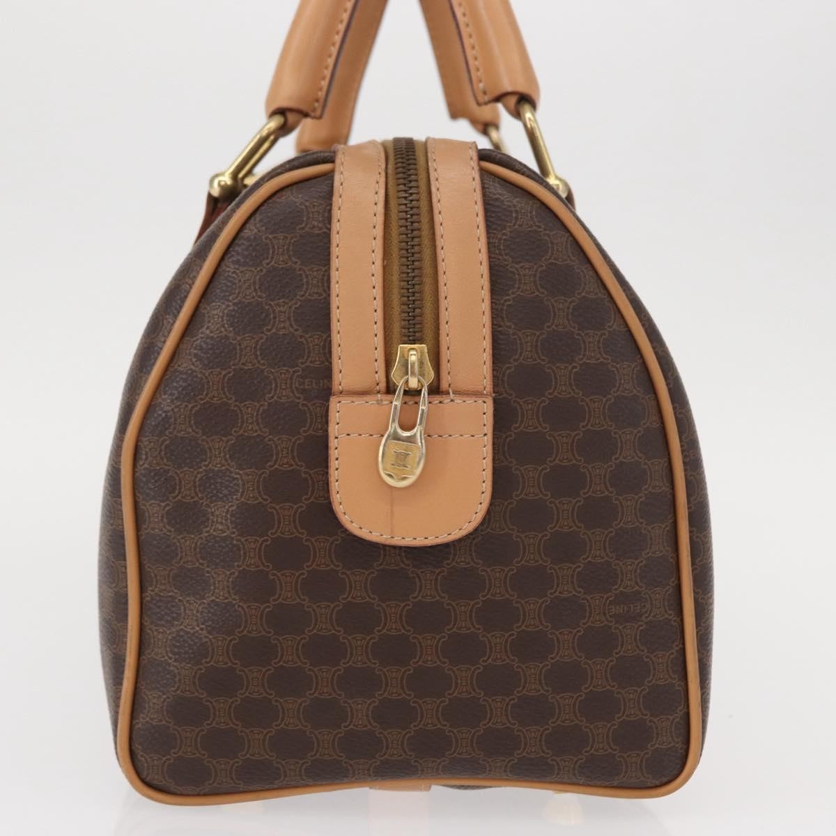 Celine CELINE Macadam Canvas Boston Bag PVC Brown Gold Authentic 152724