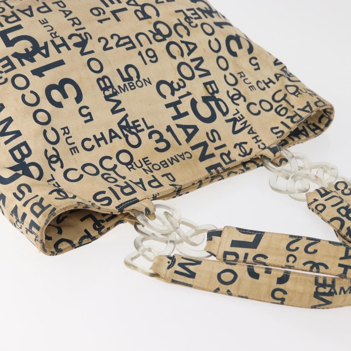 Chanel CHANEL By Sea Line Tote Bag Canvas White Silver CC Authentic 179915